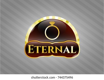  Gold shiny emblem with diamond ring icon and Eternal text inside