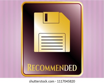  Gold shiny emblem with diskette icon and Recommended text inside