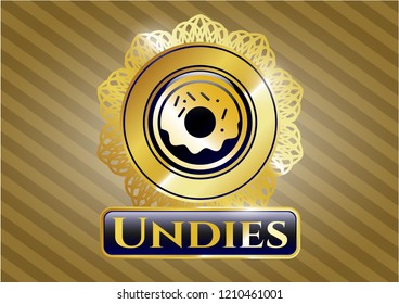  Gold shiny emblem with donut icon and Undies text inside