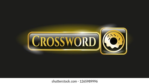  Gold shiny emblem with donut icon and Crossword text inside