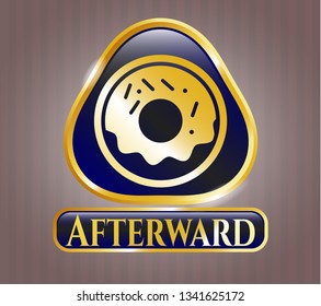  Gold shiny emblem with donut icon and Afterward text inside