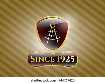  Gold shiny emblem with drawing compass icon and Since 1925 text inside