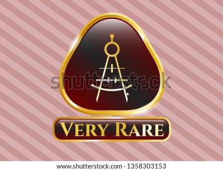  Gold shiny emblem with drawing compass icon and Very Rare text inside