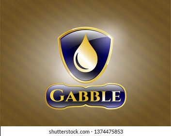  Gold shiny emblem with drop icon and Gabble text inside