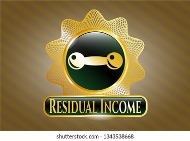  Gold shiny emblem with dumbbell icon and Residual Income text inside