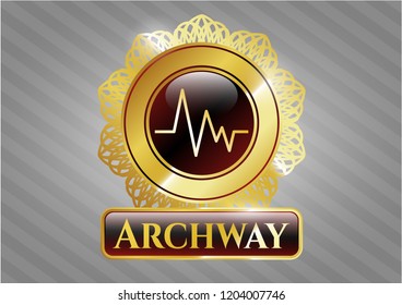  Gold shiny emblem with electrocardiogram icon and Archway text inside