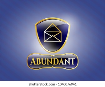  Gold shiny emblem with envelope icon and Abundant text inside
