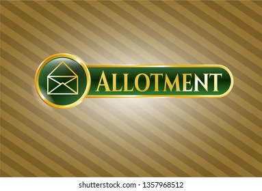  Gold shiny emblem with envelope icon and Allotment text inside