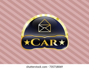  Gold shiny emblem with envelope icon and Car text inside