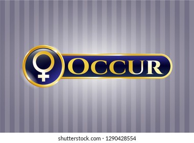  Gold shiny emblem with female icon and Occur text inside