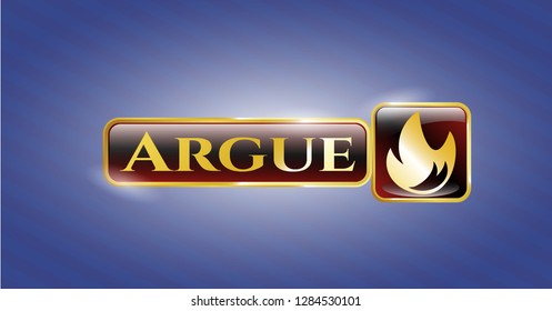 Gold shiny emblem with fire icon and Argue text inside