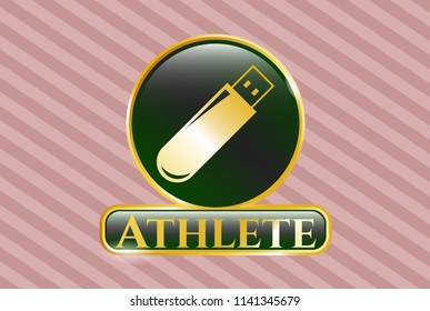  Gold shiny emblem with flash drive icon and Athlete text inside