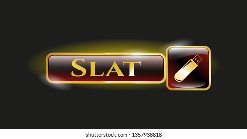  Gold shiny emblem with flash drive icon and Slat text inside