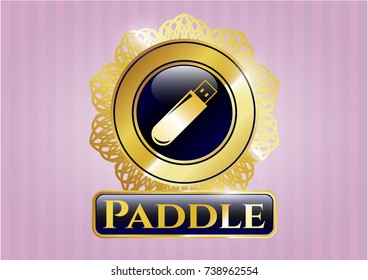  Gold shiny emblem with flash drive icon and Paddle text inside