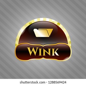  Gold shiny emblem with folder icon and Wink text inside