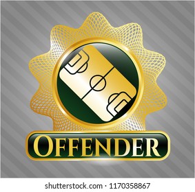  Gold shiny emblem with football field icon and Offender text inside