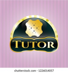 Gold shiny emblem with four leaf clover icon and Tutor text inside