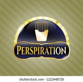  Gold shiny emblem with fries icon and Perspiration text inside