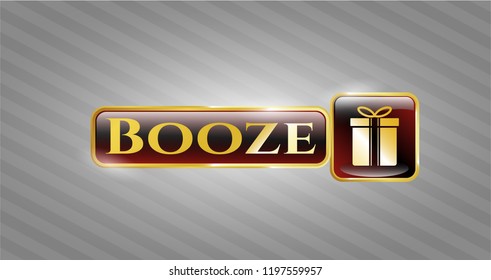  Gold shiny emblem with gift box icon and Booze text inside