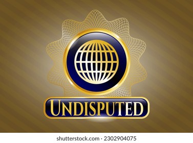 Gold shiny emblem with globe, website icon and Undisputed text inside