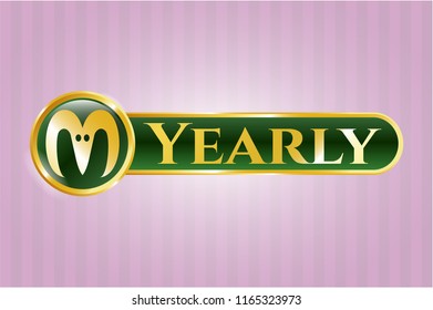  Gold shiny emblem with goat head icon and Yearly text inside