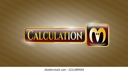  Gold shiny emblem with goat head icon and Calculation text inside