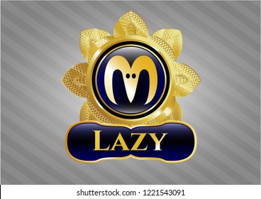  Gold shiny emblem with goat head icon and Lazy text inside
