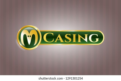  Gold shiny emblem with goat head icon and Casing text inside