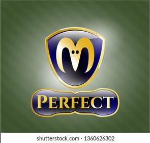  Gold shiny emblem with goat head icon and Perfect text inside