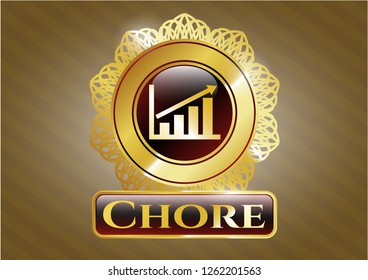  Gold Shiny Emblem With Growth Chart Icon And Chore Text Inside