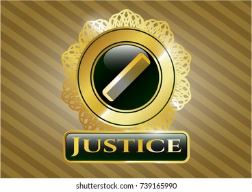  Gold shiny emblem with hair comb icon and Justice text inside