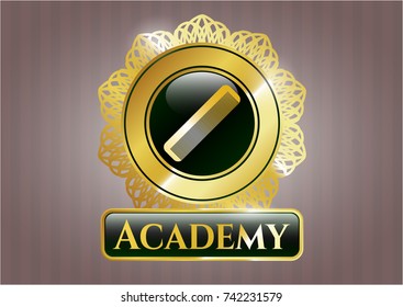  Gold shiny emblem with hair comb icon and Academy text inside