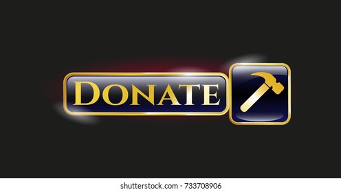  Gold shiny emblem with hammer icon and Donate text inside