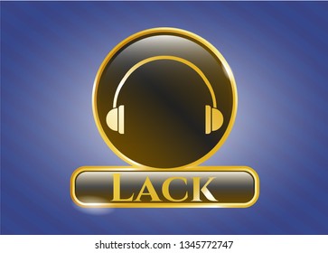  Gold shiny emblem with headphones icon and Lack text inside