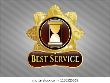  Gold shiny emblem with hourglass icon and Best Service text inside