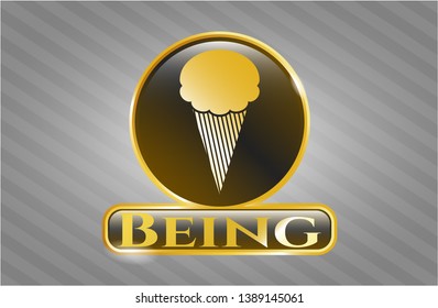  Gold shiny emblem with ice cream icon and Being text inside