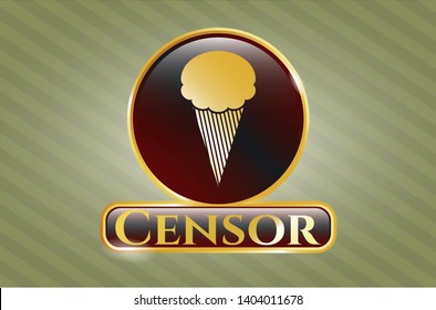  Gold shiny emblem with ice cream icon and Censor text inside