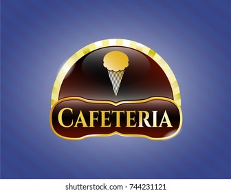  Gold shiny emblem with ice cream icon and Cafeteria text inside