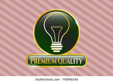  Gold shiny emblem with idea icon and Premium Quality text inside