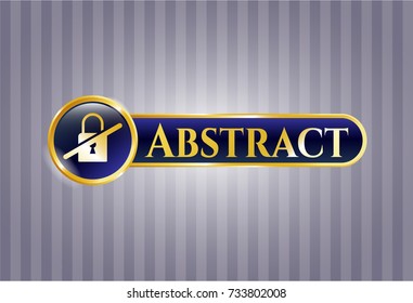  Gold shiny emblem with inaccessible icon and Abstract text inside