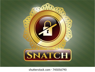  Gold shiny emblem with inaccessible icon and Snatch text inside