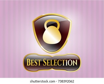  Gold shiny emblem with kettlebell icon and Best Selection text inside