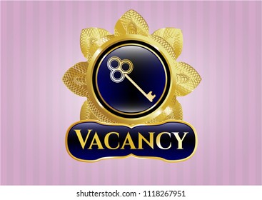  Gold shiny emblem with key icon and Vacancy text inside