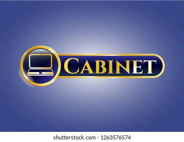  Gold shiny emblem with laptop icon and Cabinet text inside
