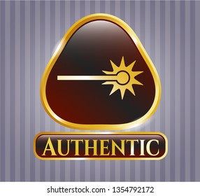  Gold shiny emblem with laser icon and Authentic text inside