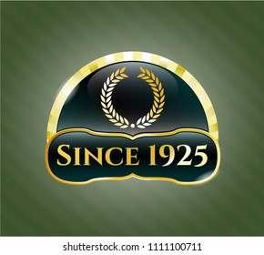  Gold shiny emblem with laurel wreath icon and Since 1925 text inside