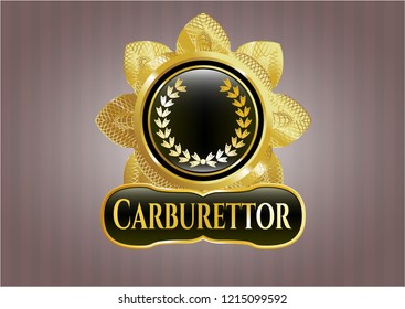  Gold shiny emblem with leaf crown icon and Carburettor text inside