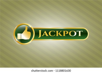 Gold shiny emblem with like icon and Jackpot text inside