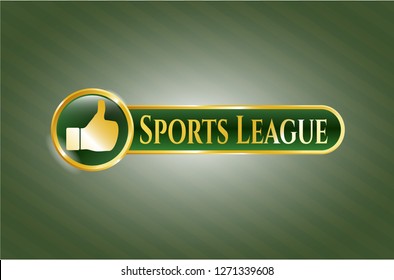  Gold shiny emblem with like icon and Sports League text inside