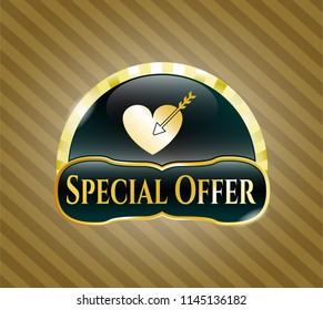  Gold shiny emblem with love icon and Special Offer text inside